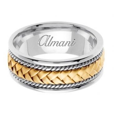 14k Gold 8.5mm Handmade Two Tone Wedding Ring 046 Almani