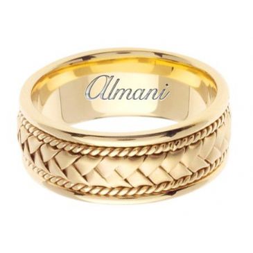 18K Gold 8.5mm Handmade Wedding Ring 048 Almani