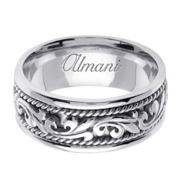 14K Gold 9mm Handmade Wedding Ring 063 Almani