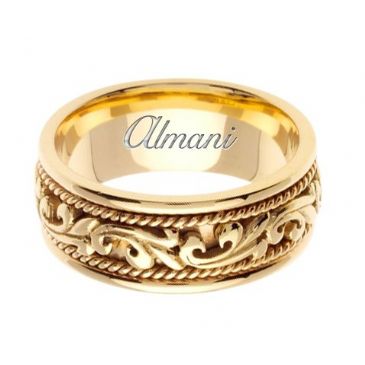 14k Gold 9mm Handmade Wedding Ring 065 Almani