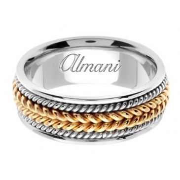 14k Gold 8mm Handmade Two Tone Wedding Ring 066 Almani