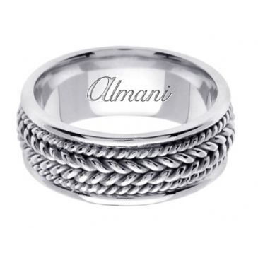 14K Gold 8mm Handmade Wedding Ring 067 Almani