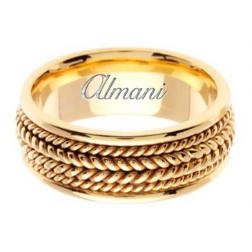 14K Gold 8mm Handmade Wedding Ring 068 Almani