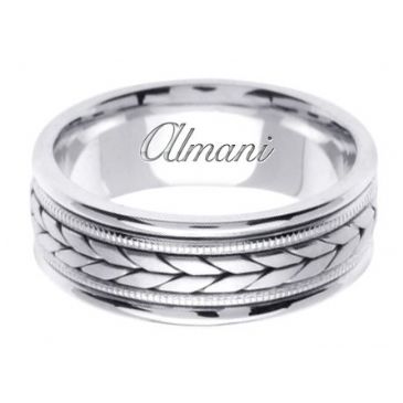 14K Gold 8mm Handmade Wedding Ring 096 Almani