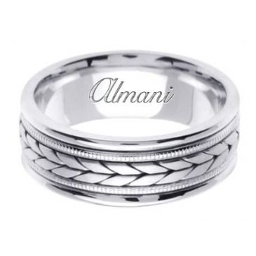 18K Gold 8mm Handmade Wedding Ring 096 Almani