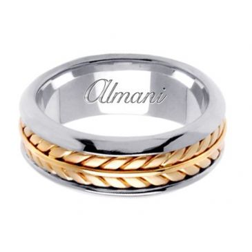 14k Gold 8mm Handmade Two Tone Wedding Ring 098 Almani