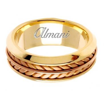 14k Gold 8mm Handmade Two Tone Wedding Ring 100 Almani