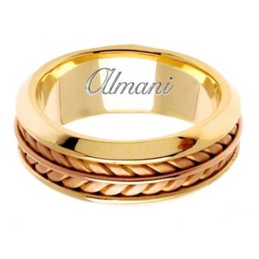 18K Gold 8mm Handmade Two Tone Wedding Ring 100 Almani