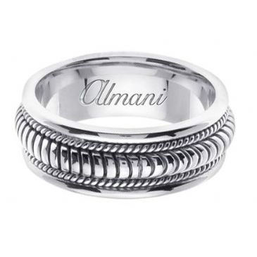 14K Gold 8mm Handmade Wedding Ring 111 Almani