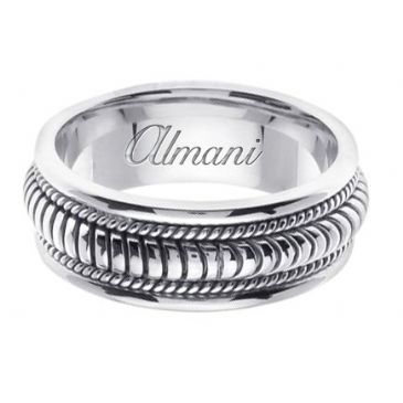 18K Gold 8mm Handmade Wedding Ring 111 Almani