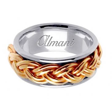 14k Gold 10mm Handmade Two Tone Wedding Ring 112 Almani