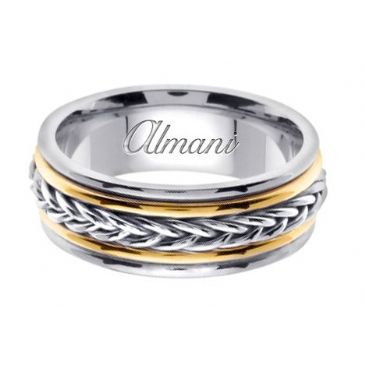 14k Gold 8mm Handmade Two Tone Wedding Ring 114 Almani