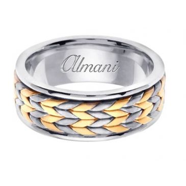 14k Gold 8mm Handmade Two Tone Wedding Ring 118 Almani