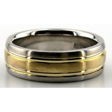 950 Platinum & 18K Gold 7mm Layered Wedding Bands Comfort Fit 203