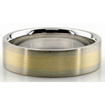 950 Platinum & 18K Gold Gradient 6mm Wedding Rings Comfort Fit 218