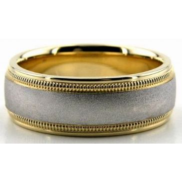 950 Platinum & 18K Gold 7mm Double Milgrain Wedding Bands 229