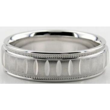 Platinum 950 6.5mm Diamond Cut Wedding Band 607