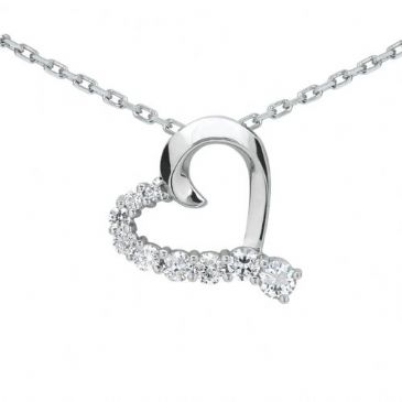 Platinum 950 Diamond Heart Shaped Pendant 9 Stone 0.75 ctw. HPD375PLT