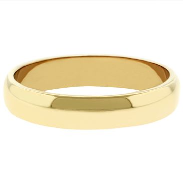 18k Yellow Gold 4mm Dome Wedding Band Medium Weight