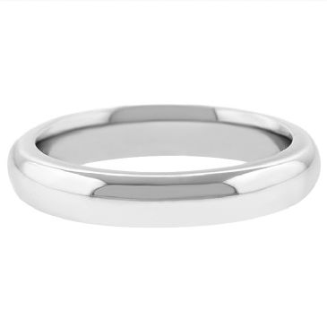 18k White Gold 4mm Comfort Fit Dome Wedding Band Super Heavy Weight