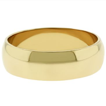 14k Yellow Gold 6mm Dome Wedding Band Medium Weight