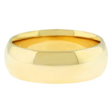 14k Yellow Gold 7mm Comfort Fit Dome Wedding Band Heavy Weight