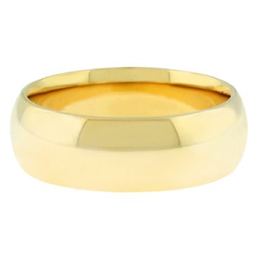 18k Yellow Gold 7mm Comfort Fit Dome Wedding Band Heavy Weight