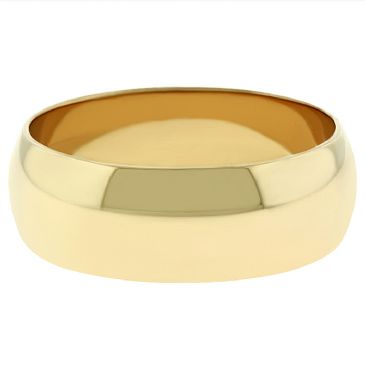 14k Yellow Gold 7mm Dome Wedding Band Medium Weight