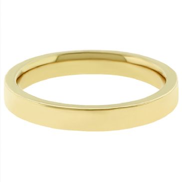 14k Yellow Gold 3mm Flat Comfort Fit Wedding Band Heavy Weight