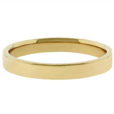 14k Yellow Gold 3mm Flat Wedding Band Medium Weight