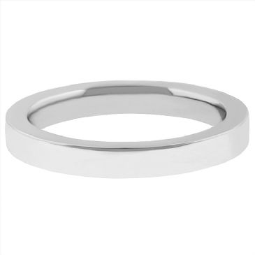 14k White Gold 3mm Comfort Fit Flat Wedding Band Super Heavy Weight