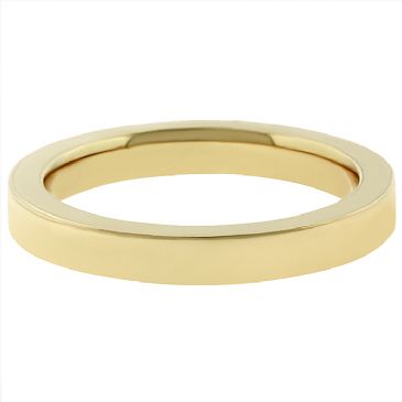 14k Yellow Gold 3mm Comfort Fit Flat Wedding Band Super Heavy Weight