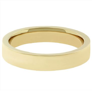 14k Yellow Gold Comfort Fit 4mm Flat Wedding Band Heavy Weight