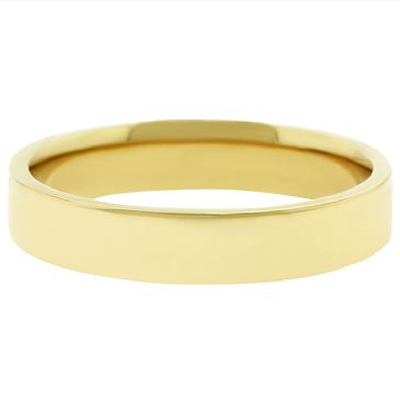 14k Yellow Gold 4mm Flat Wedding Band Medium Weight