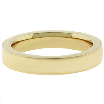 14k Yellow Gold 4mm Comfort Fit Flat Wedding Band Super Heavy Weight