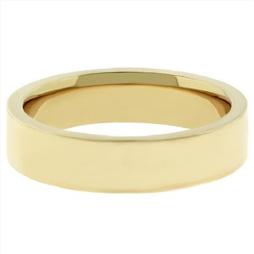 14k Yellow Gold 5mm Comfort Fit Flat Wedding Band Heavy Weight