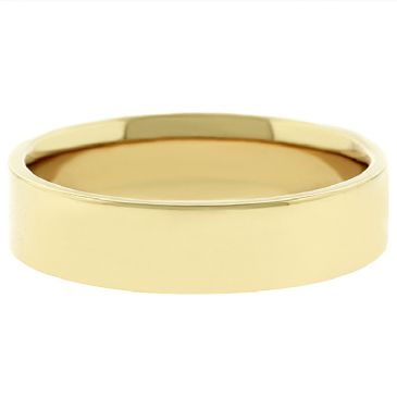 14k Yellow Gold 5mm Flat Wedding Band Medium Weight