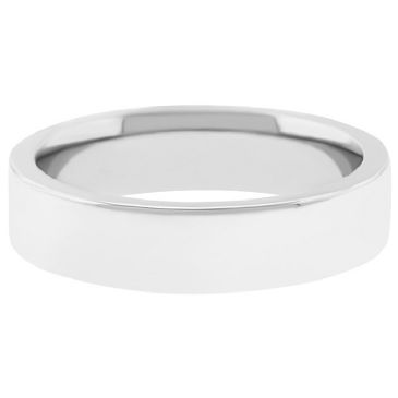 18k White Gold 5mm Flat Wedding Band Super Heavy Weight