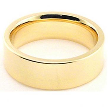 14k Yellow Gold 6mm Comfort Fit Flat Wedding Band Heavy Weight