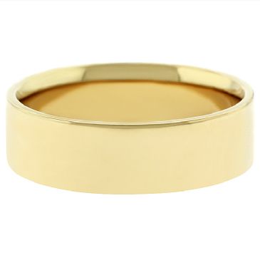 14k Yellow Gold 6mm Flat Wedding Band Medium Weight