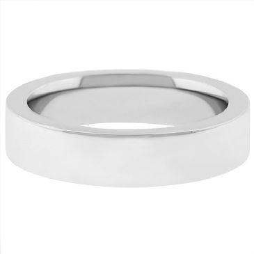 14k White Gold 6mm Comfort Fit Flat Wedding Band Super Heavy Weight