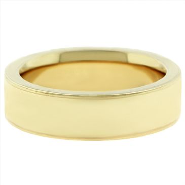 14k Yellow Gold 6mm Comfort Fit Flat Wedding Band Super Heavy Weight