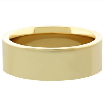 14k Yellow Gold 7mm Comfort Fit Flat Wedding Band Heavy Weight