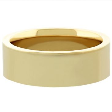 18k Yellow Gold 7mm Flat Wedding Band Heavy Weight