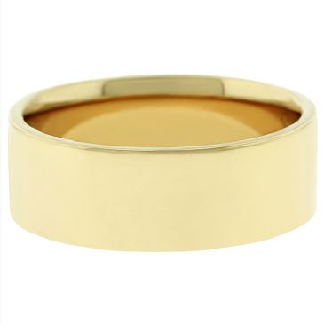 14k Yellow Gold 7mm Flat Wedding Band Medium Weight