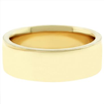 14k Yellow Gold 7mm Flat Wedding Band Super Heavy Weight