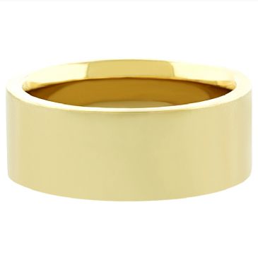 14k Yellow Gold 8mm Comfort Fit Flat Wedding Band Heavy Weight