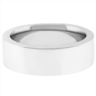 14k White Gold 8mm Comfort Fit Flat Wedding Band Super Heavy Weight