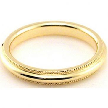 18k Yellow Gold 3mm Comfort Fit Milgrain Wedding Band Heavy Weight