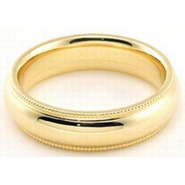 14k Yellow Gold 5mm Milgrain Wedding Band Heavy Weight Comfort Fit